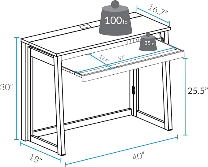 Folding Desk with Pull-Out &amp USB Port-Warm Brown