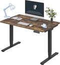 Stand Up Desk 3 Stages Dual Motor Electric Standing Desk 48x30 Inch Whole-Piece Board Height Adjustable Desk Electric Sit Stand Desk(Black Frame + Special Walnut Desktop 2 Packages)