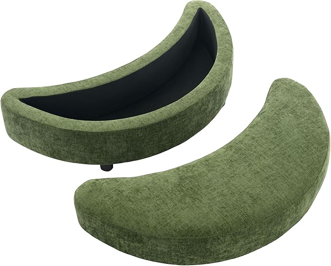 360° Swivel Accent Barrel Chair with Storage Ottoman Modern Linen Leisure Chair Round Accent with 4 Pillows Metal Base Bucket Design Leisure Loung for Living Room (Green * Ottoman)