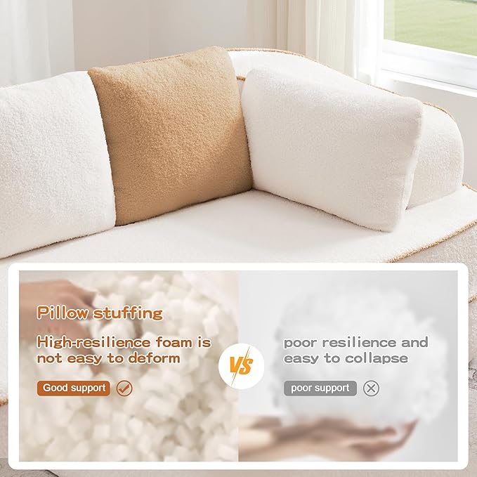 106 Cloud Sectional Couch with L-Shape Chaise Fluffy Comfy Couch 32D Boneless Sofa Deep Seat Sofas &amp Couches for Living Room No Assembly Required (White Left Facing Chaise)