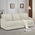 89 Chenille 3 Seats Sofa with Built-in Cup Holder Tufted Modern Couch with Thickened Seat Cushions Soft Upholstered Sofa with Deep Seating Space for Living Room Apartment Beige