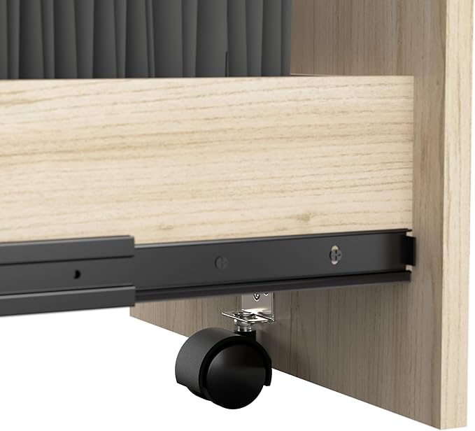 Bush Business Furniture 3 Drawer Rolling File Cabinet Under Desk Storage Office in an Hour Collection Natural Elm