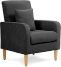 Athena Collection Modern Accent Chair with Cushion Comfy Upholstered Fabric Reading Chair for Adult Soft Sofa Armchair for Living Room Bedroom Dorm Black