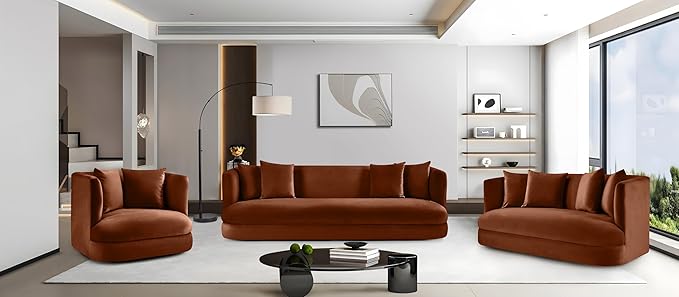 Meridian Furniture 699Cognac-C Alder Collection Modern | Contemporary Chair with Ultra Luxe Cognac Velvet 460 GSM Velvet Solid Wood Frame 38 W x 36 D x 30 H Cognac