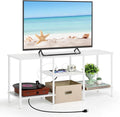 TV Stand for Bedroom up to 50 Inch Modern TV Stands with Power Outlets Small Entertainment Center with Storage 3 Tier TV Cabinet Console Table for Living Room Bedroom Office White