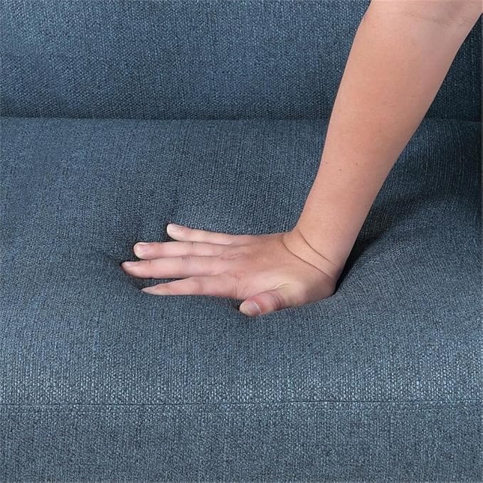 Pemberly Row Contemporary Wingback Accent Chair Blue Textured Fabric Upholstery Nailhead Trim High Backrest Cushioned Seat Sturdy Wooden Legs Stylish Living Room or Office Decor