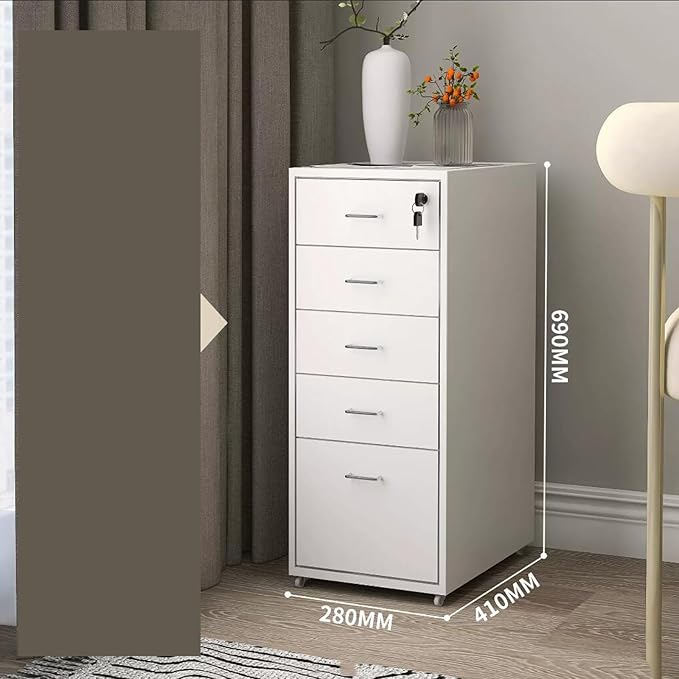 File Cabinet Under Desk Drawer Cabinet Office Locking Storage Cabinet Iron Data File Storage Cabinet (Color : White)
