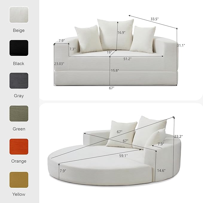 Casaphoria 67'' Sleeper Sofa for Small SpacesConvertible Foldable Couch Bed with ArmrestsSpace Saving Guest Bed for ApartmentsDormsLiving Room(Beige)