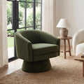 Green Swivel Accent Chair Modern 360°Barrel Living Room Chair with Curve Back Comfy Round Velvet Vanity Chair Reading Armchair Single Sofa for Bedroom/Waiting Room Green