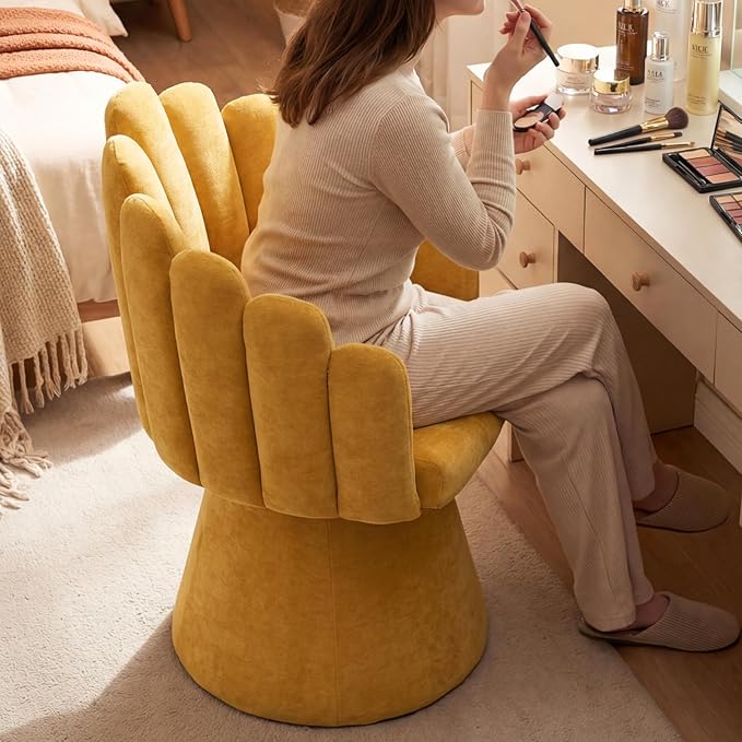 Modern 360 Degree Swivel Accent Chair with Armrest Living Room Barrel Chair with Curve Back and Soft Cushion Comfy Round Reading Armchair Single Sofa for/Bedroom/Waiting Room Yellow