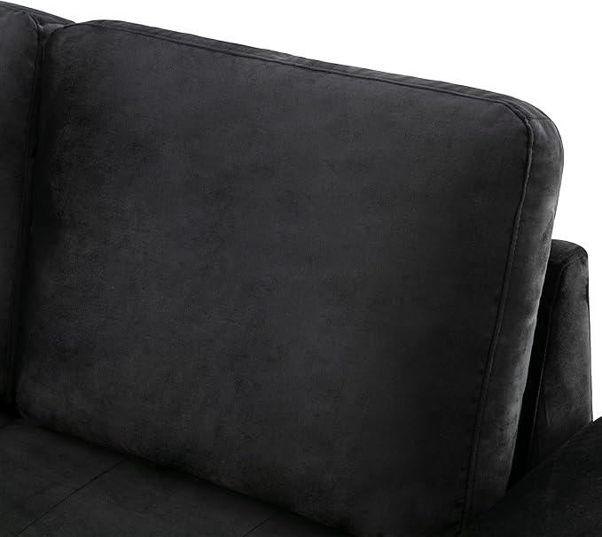 87.4 Sleeper Sectional Ottoman and Hidden Arm StoragePull-Out L-Shape Corner Couch Sofa-Bedw/USB ChargeErgonomic Designfor DormApartmentStudioOfficeBlack