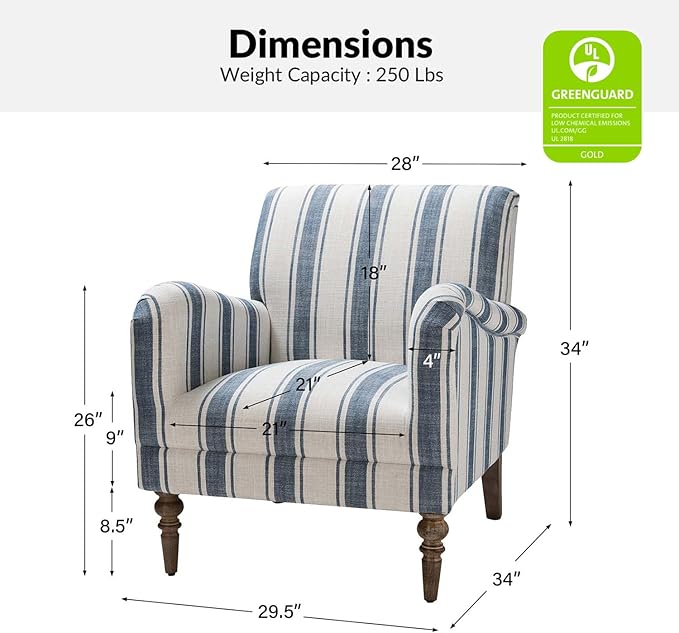 Upholstered Accent Chair with Arms and Wooden Legs Modern Comfy Armchair Reading Chair for Living Room Bedroom