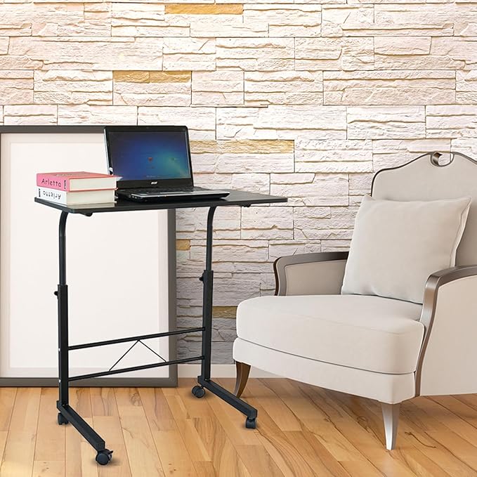 Karl home Side Table Mobile Standing Computer Desk Adjustable Height Portable Laptop Table TV Tray Computer Workstation Sofa Bed for Home OfficeDesktop 31.50 L x 18.11 W Black