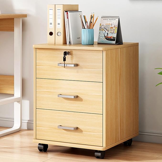 Lockable Mobile File Cabinet Black Rolling Storage Solution With Thickened Top For Office &amp Craft Supplies Secure Document Nizer On Wheels Efficient &amp Stylish DesignWood-40x34x59cm/16x13x23in