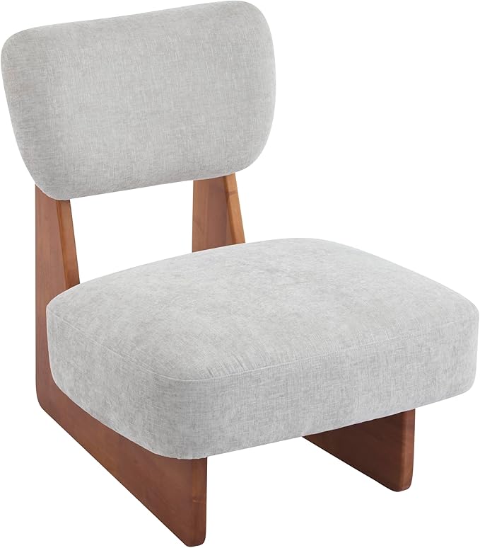 Accent Chairs Set of 2 Mid-Century Modern Chair with Polyester Upholstery Wood Base with Walnut Finish Minimalist and Stylish Accent Seating for Living Room Bedroom Balcony (Walnut+Gray)