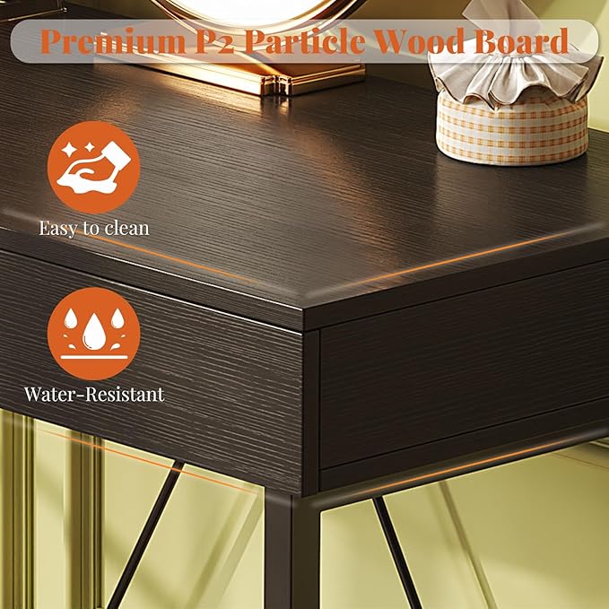 VERMESS Small Desk with Wood Drawers 40 Inch Computer Desk for Bedroom Vanity Makeup Desks Kids Desks for Small Space with Storage for Home Office Study Writing Simple Computer Table Black