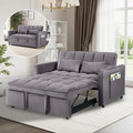 3 in 1 Convertible Sofa Bed Pull Out Couch with Adjustable Backrest Velvet Sleeper Sofa Loveseat with Pillows and Side Pockets for Living Room Bedroom Apartment Dark Grey