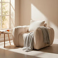 Furnimart Pumpkin Single Sofa Oversized Could Comfy Accent Chair Foam Boneless Chair Wide Seat Modern Small Couch for Living Room Bedroom Assemble Free(Beige)