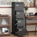 4 Drawer Small Vertical File Cabinet with Lock Under Desk Locking Drawers Storage Cabinet Organizer for HomeOffice Filing Cabinets Letter Size/A4/Legal FileBlack
