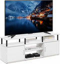 Furinno Jensen Entertainment Center Stand for TV up to 70 Inch Plastic Pole Solid White/Black
