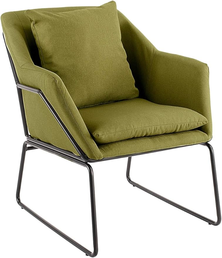 Elle Decor Odile Accent Chair Plush Back Cushion Black Metal Frame Modern Living Room Upholstery Furniture