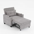 Sleeper Chair Bed Convertible Chair Bed Pull Out Chair Beds with USB Charging &amp Cupholders Adjustable Backrest Leather Futon Chair Bed for Living Room Bedroom (Light Grey(Cloth))