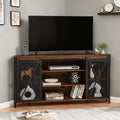 HOMISSUE Corner TV Stand for 55 Inch TV Rustic Corner Entertainment Center with Storage Industrial Media Console Table with Sliding Barn Door Tall TV Cabinets Center for Living Room Brown