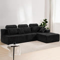 106’’ Sectional Couch with High Backrest L-Shape Modular Sectional Sofa Convertible Left or Right Chaise Cloud Corduroy Boneless Couches Comfortable for Living Room(Black)