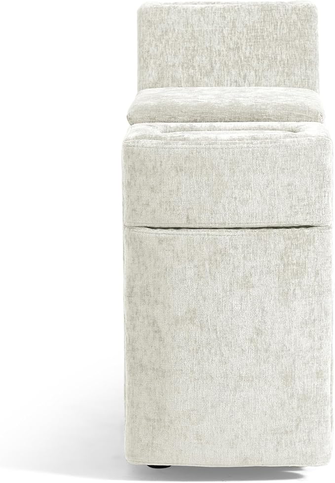 Versatile Console for Olar Oversized Modular Couch Fuctional Side Table Wireless Charging Outlets Cup Holders Storage Drawer Combined with Sofa Seat by U-connectors Chenille White