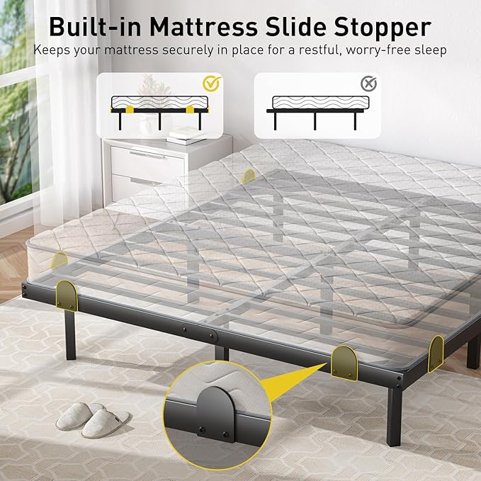 Floating Bed Frame with LED Lights and Charging Station 10 Inch King Size Floating Bed Frame King Platform Bed Frame No Box Spring Needed Easy to Assemble