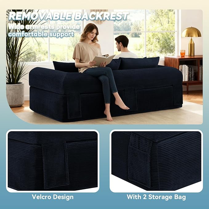 3 Seater Sofa Couch for Living Room (Navy Blue 38 D + 4 Pillows)