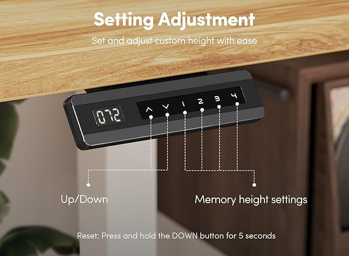 FEZIBO 40 x 24 Inch Height Adjustable Electric Standing Desk with Double Drawer Stand Up Desk with Storage Shelf Sit Stand Desk Light Rustic