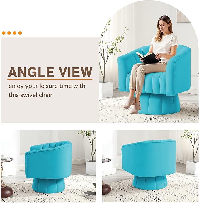 YSICK Swivel Accent Chair360°Swivel Barrel Chairs Mid-Century Chair with Wide Upholstered Modern Velvet Fabric Round Armchair for Living Room Lounge Bedroom