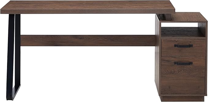 Home Office Computer Desk with DrawersHanging Letter Size Files 65 inch Writing Study Table with Drawers