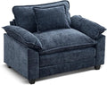 URRED Cloud Couch Accent Chair Oversized Chenille Armchair with Deep Wide Seat and Upholstered ArmrestsBlue – Modern Lounge Chair for Bedroom or Living Room