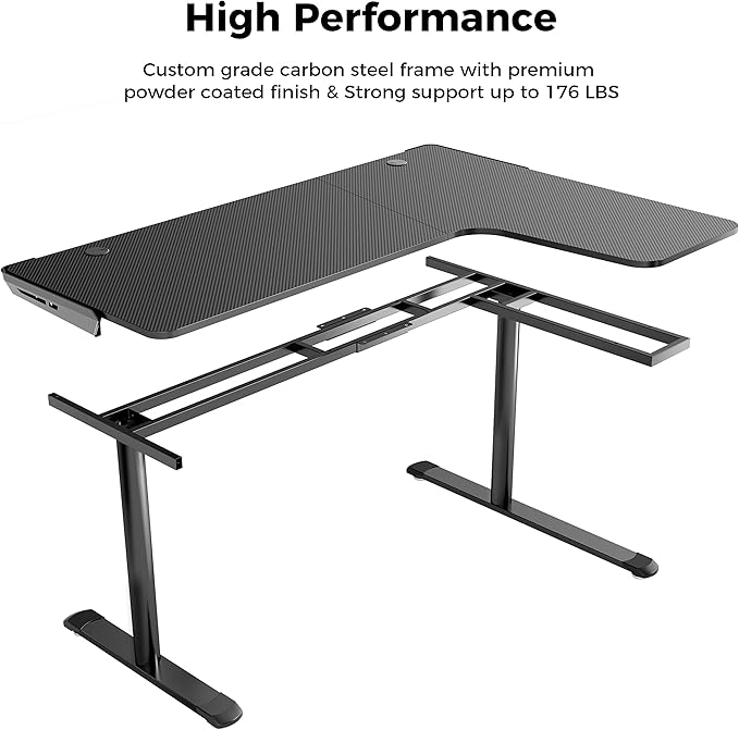 EUREKA ERGONOMIC L Shaped Gaming Desk 60 Inch L60 Home Office Corner PC Computer Gamer Table Large Writing Workstation Gifts w Mouse Pad Cable Management Space Saving Easy to Assemble Right Black