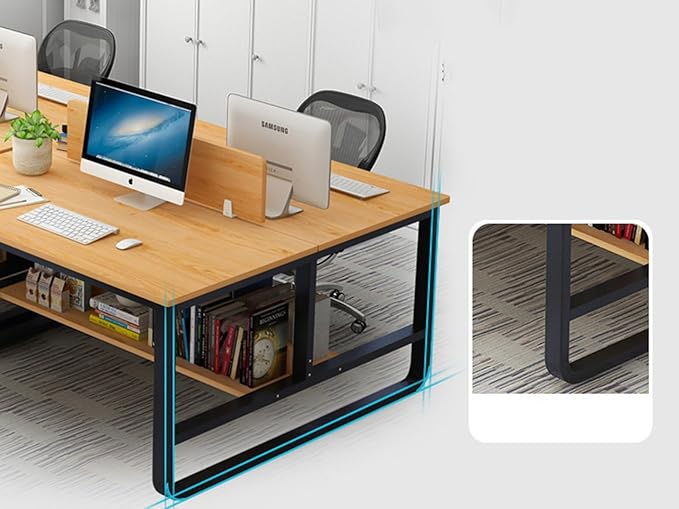 47 Inch Double Desk with Partition &amp Shelves Two Person Computer Desk Workstation for Home Office