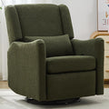 Classic Wingback Glider Recliner Nursery Chair Rocker Swivel Recliner Chairs for Small Spaces Thick Cushion Linen (Green)
