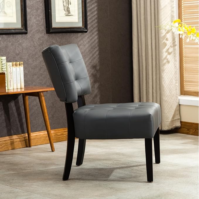 Contemporary Tufted Oversized Accent Chair with Plush Boucle Fabric and Faux Leather Options Kiln-Dried Hardwood Frame Deep Cushion Seat Ergonomic Back Support Versatile Living Room Chair (Gray)