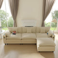 116 Modular L Shaped Cloud Couch Sectional Couches for Living Room with Ottoman Chenille Deep Seat Sofa Cloud Sectional Couch with Charging Station Cup Holder Side Pocket Beige