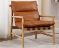 Kmax Modern Sling Accent Chair Upholstered PU Leather Living Room Chair Comfy Lounge Chair Solid Arm Chair for Reading Room Backyard Brown