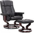 MCombo Manual Swivel Recliner with Ottoman Chair Ottoman Set for RV Small Spaces Living Room Bedroom Office 9019 4919 (Faux Leather Dark Grey)