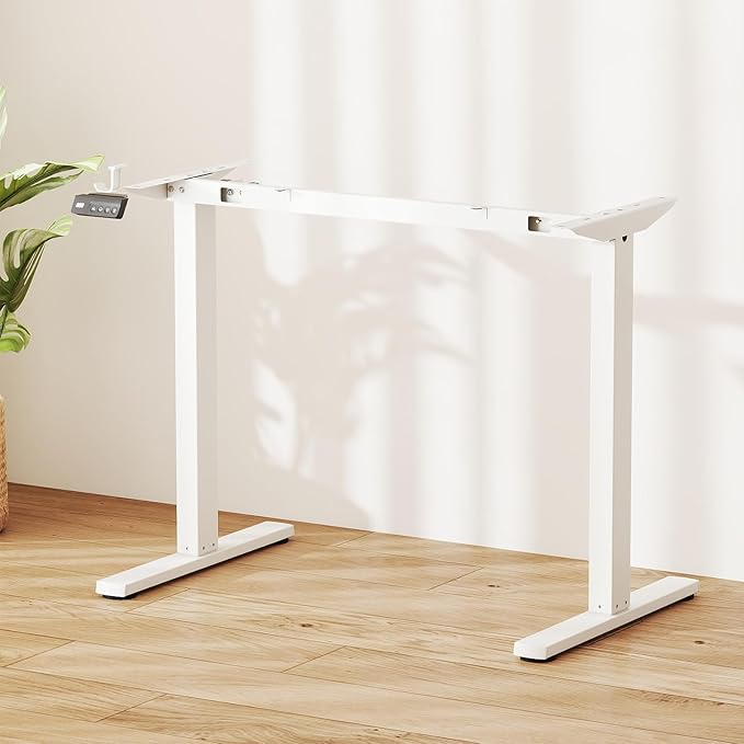 Tangkula Electric Standing Desk Frame Height Adjustable Computer Desk Base with LED Display &amp 2 Memory Positions Ergonomic Home Office Sit Stand Desk Legs for 40-48 Tabletop (White)