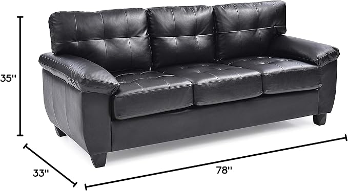 Glory Furniture Gallant Faux Leather Sofa in Black