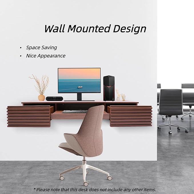 Wall Mounted Desk Floating Office Desk with Drawers Modern Wall Organizer with Pull Out Drawers for Home Office Living Room