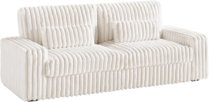VanAcc 88 Inch Oversized Sofa Modern Couch with Lumbar Pillows and Armrests 3 Seater Couch- Cloud Sofas for Living Room Beige