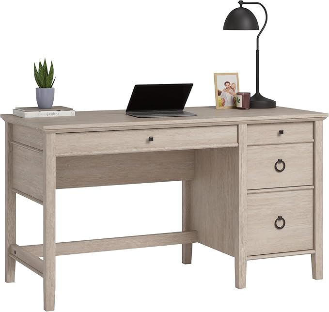 Sauder East Adara Single Pedestal Desk Cascade Oak Finish