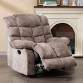EBELLO Manual Recliner Chair Overstuffed Reclining Sofa with Soft Padded Headrest and Armrest Soft Fabric Single Couch for Living Room Light Brown
