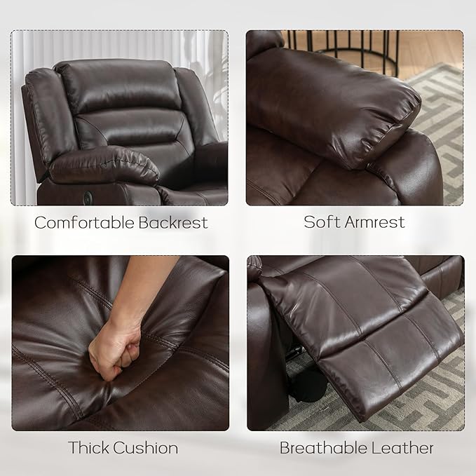EBELLO Faux Leather Power Loveseat Recliner Electric Reclining Sofa Chair Overstuffed Comfortable Armrest Couch Set for Living Room Bedroom Furniture Meeting Room Brown(Loveseat)