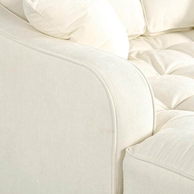 55 Chaise Lounge Upholstered Sofa Bed with Tufted Seat and Detachable PillowsSofa Couch for Living Room (Beige#q)
